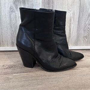 Anthropologie PAIGE Presley Boot Women’s 8.5 Black Pointed Toe Heel Leather